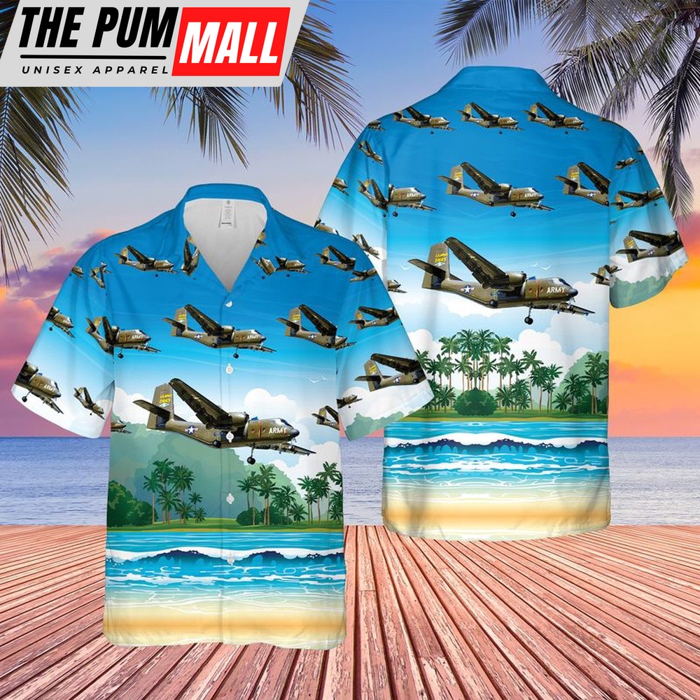 Army Hawaiian Shirt, US Army De Havilland Canada DHC-4 Caribou Hawaiian Shirt, Military Aloha Shirt