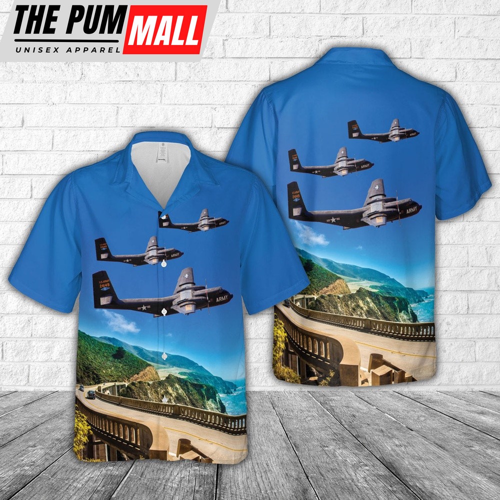 Army Hawaiian Shirt, US Army DeHavilland C-7 CV-2 Caribou Hawaiian Shirt, Military Aloha Shirt