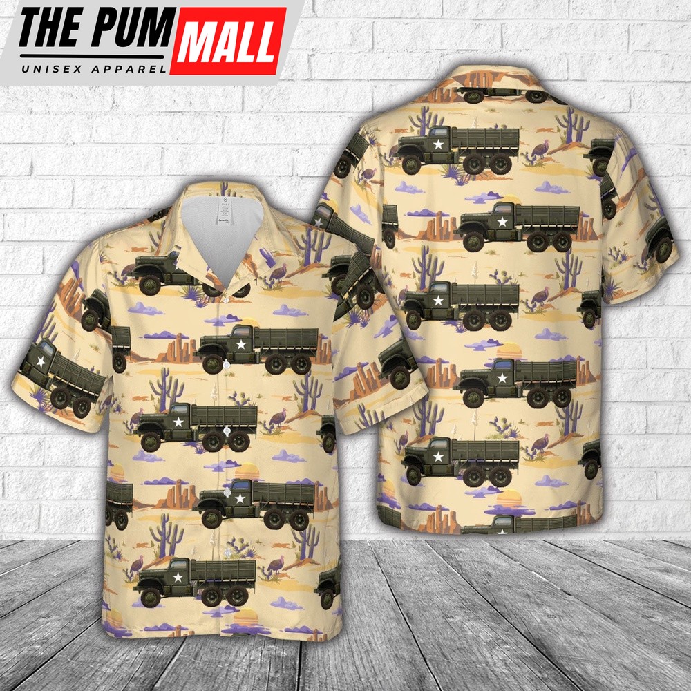 Army Hawaiian Shirt, US Army Diamond T 967 Cargo Hawaiian Shirt, Military Aloha Shirt