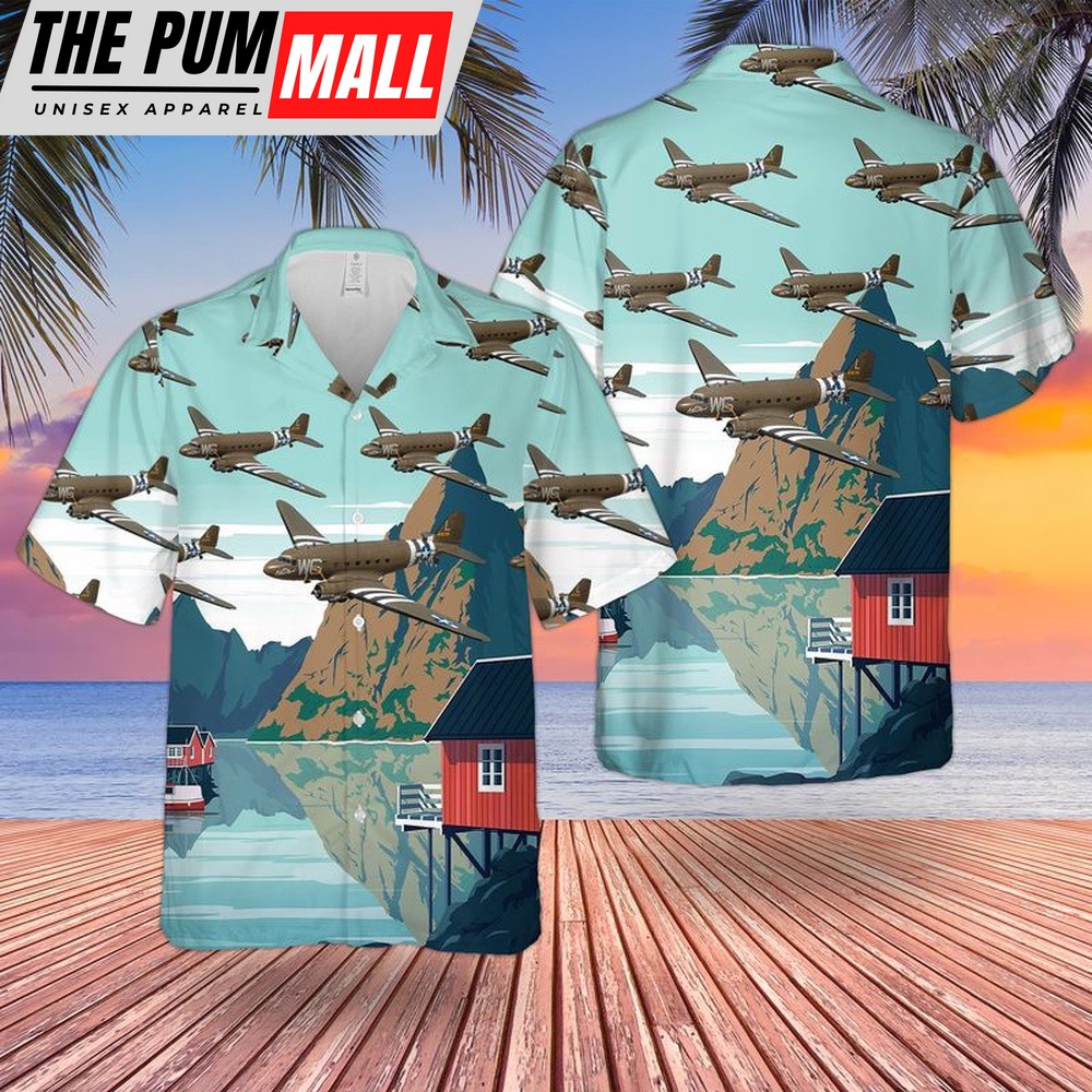 Army Hawaiian Shirt, US Army Douglas C-47 Skytrain Hawaiian Shirt, Military Aloha Shirt