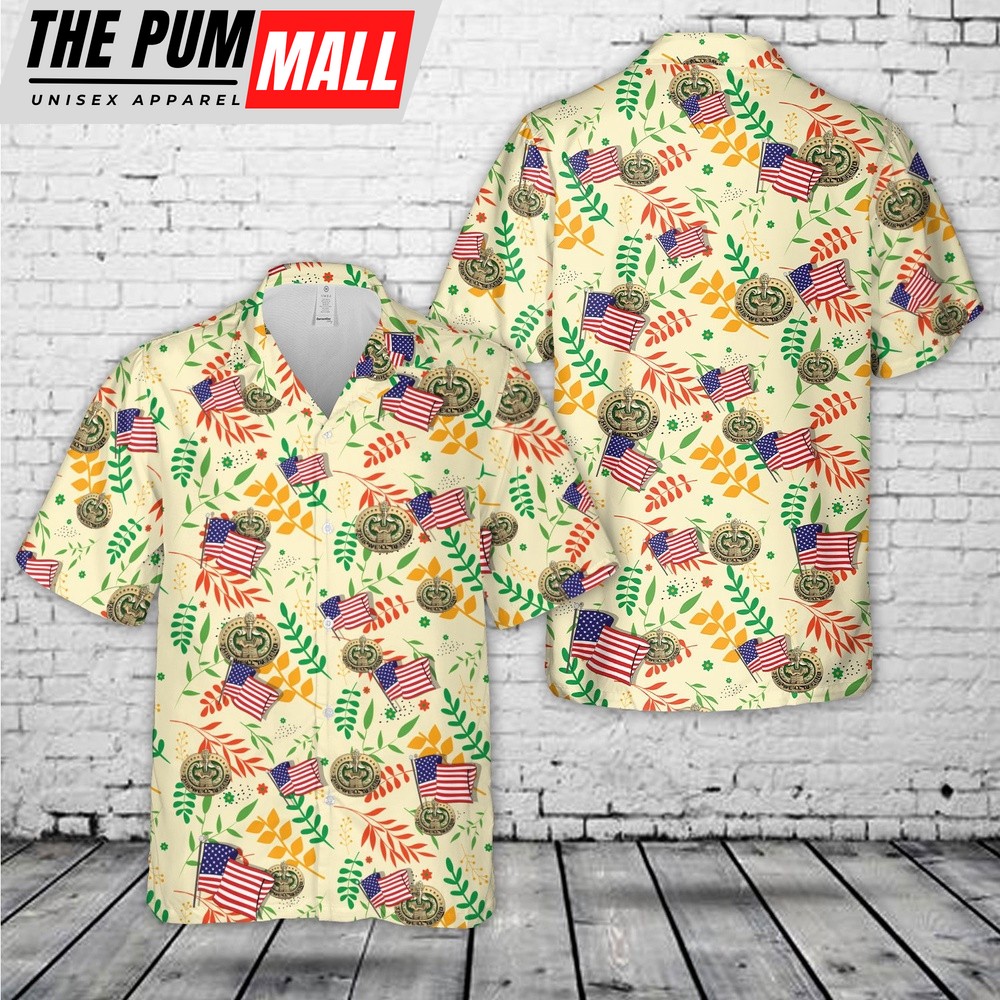 Army Hawaiian Shirt, US Army Drill Sergeant Identification Badge Hawaiian Shirt, Military Aloha Shirt