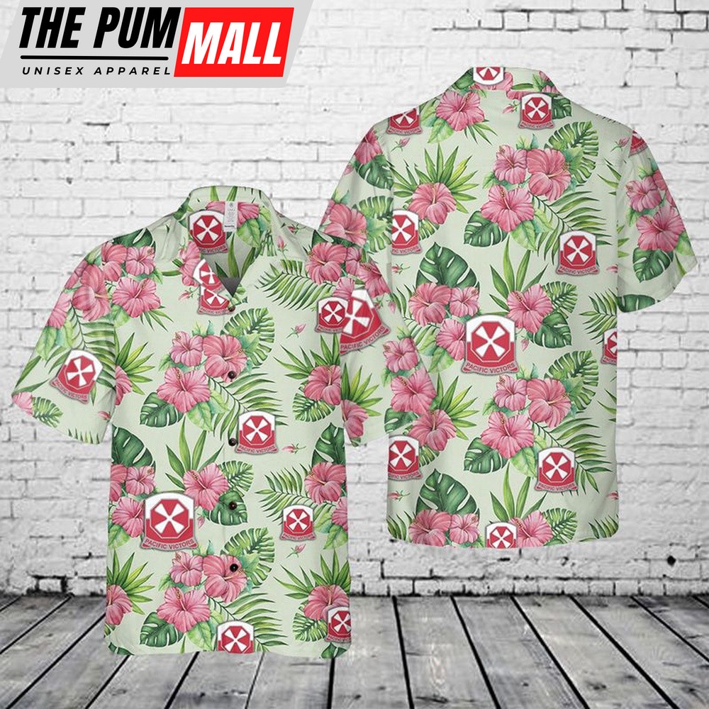 Army Hawaiian Shirt, US Army Eighth Army 8th Army Band Regular Fit Hawaiian Shirt, Military Aloha Shirt