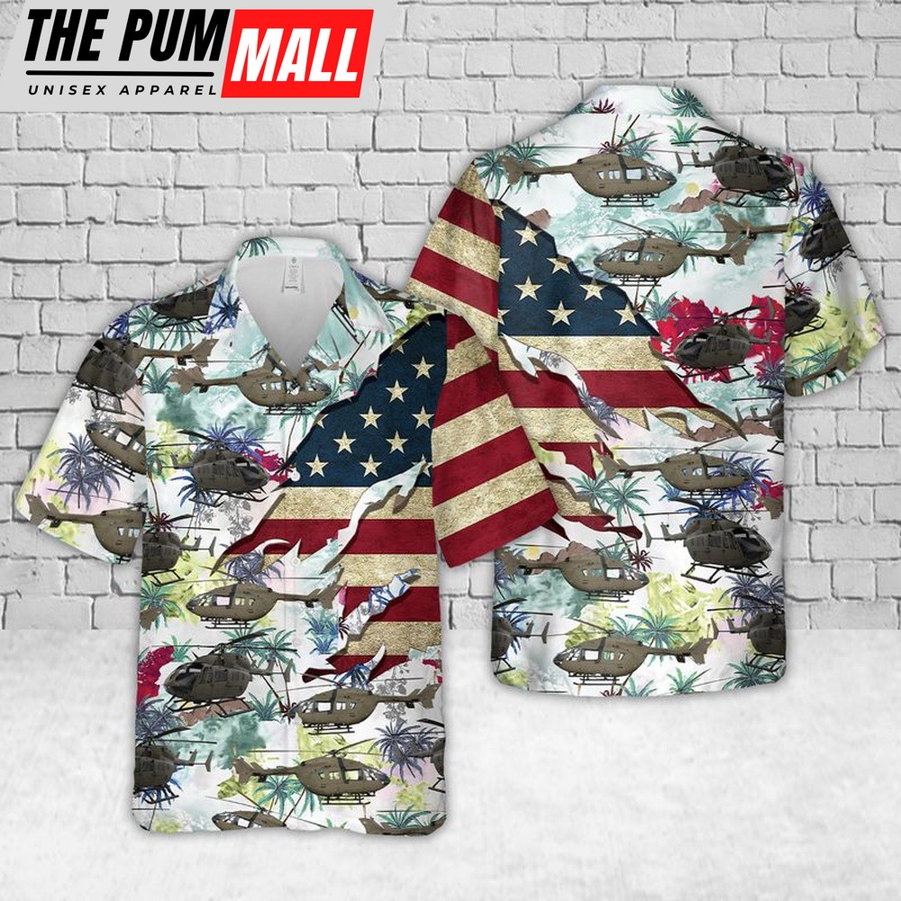 Army Hawaiian Shirt, US Army Eurocopter UH-72 Lakota Hawaiian Shirt, Military Aloha Shirt