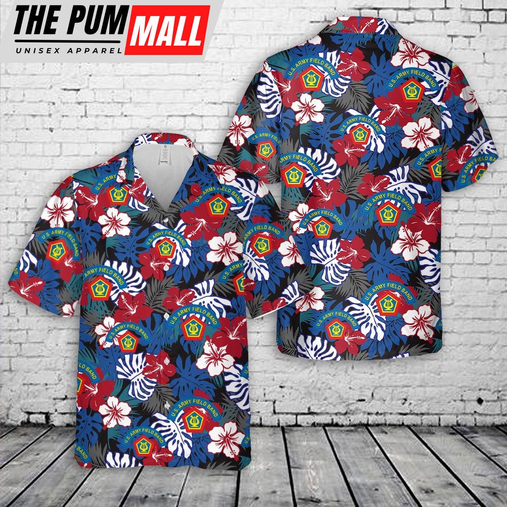 Army Hawaiian Shirt, US Army Field Band SSI Hawaiian Shirt, Military Aloha Shirt