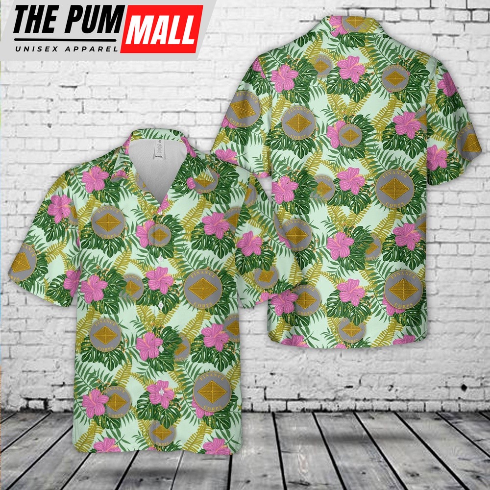 Army Hawaiian Shirt, US Army Finance Corps Branch Plaque Hawaiian Shirt, Military Aloha Shirt