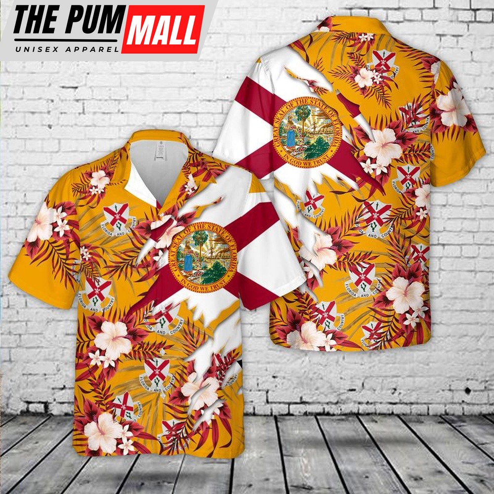 Army Hawaiian Shirt, US Army Florida Army National Guard, 124th Infantry Regiment Hawaiian Shirt