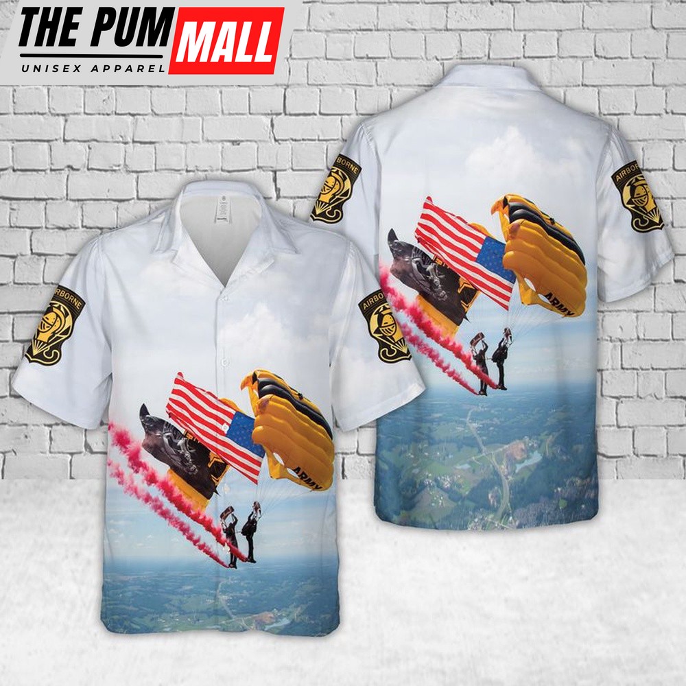 Army Hawaiian Shirt, US Army Golden Knights Air Show Hawaiian Shirt, Military Aloha Shirt