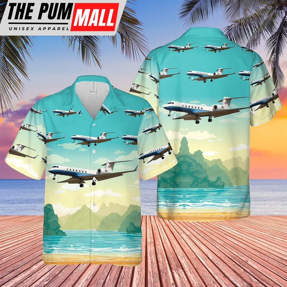 Army Hawaiian Shirt, US Army Gulfstream C-37B Hawaiian Shirt, Military Aloha Shirt