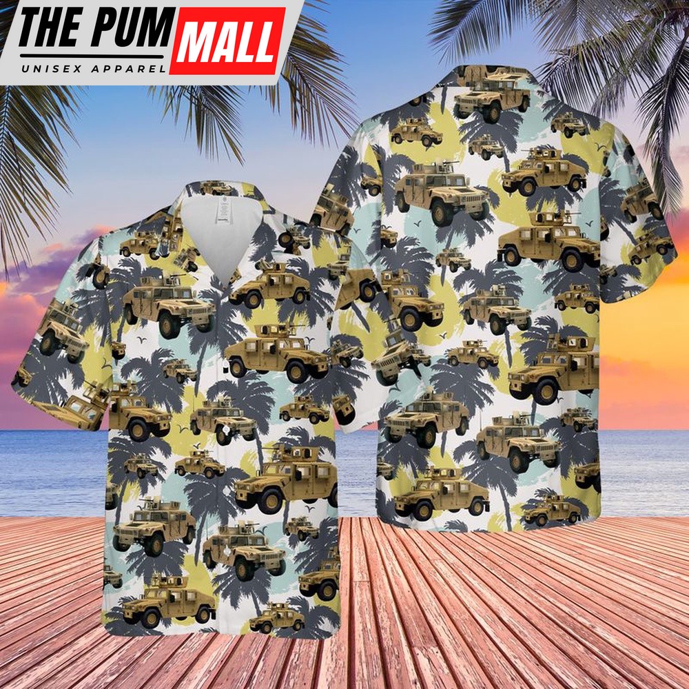 Army Hawaiian Shirt, US Army HMMWV Humvee Hawaiian Shirt, Military Aloha Shirt