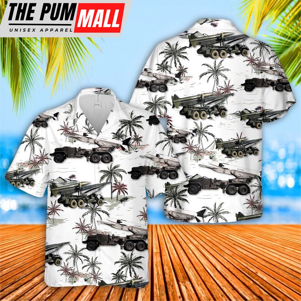 Army Hawaiian Shirt, US Army Honest John Artillery Rocket Hawaiian Shirt, Military Aloha Shirt