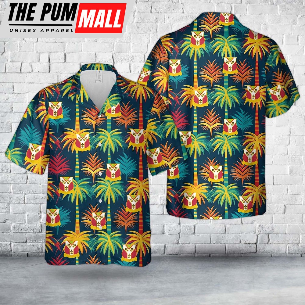 Army Hawaiian Shirt, US Army Illinois Army National Guard, 122nd Field Artillery Regiment (122nd FAR) Hawaiian Shirt