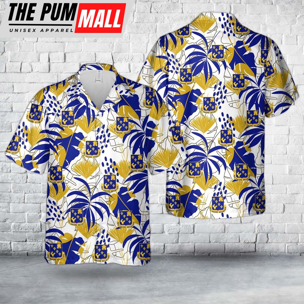 Army Hawaiian Shirt, US Army Illinois Army National Guard, 129th Infantry Regiment (129th IR) Hawaiian Shirt, Military Aloha Shirt