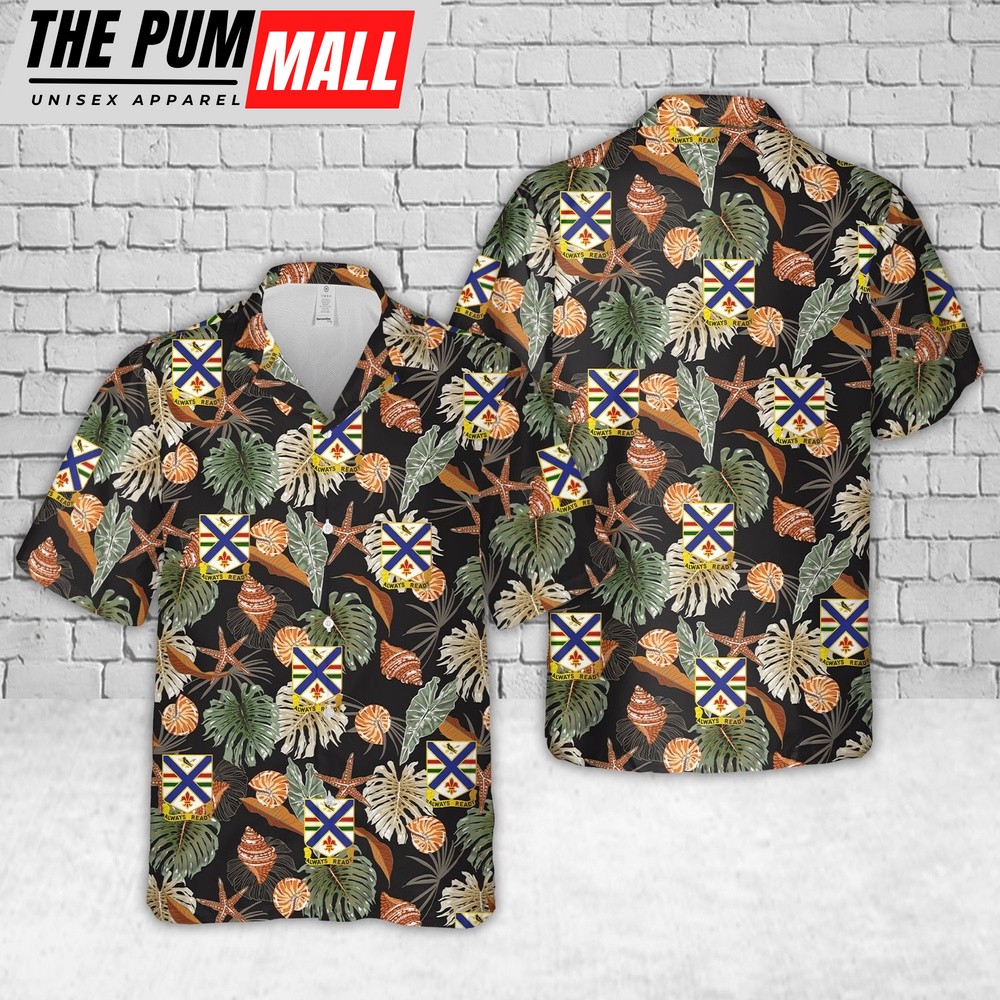 Army Hawaiian Shirt, US Army Illinois Army National Guard, 130th Infantry Regiment Hawaiian Shirt, Military Aloha Shirt