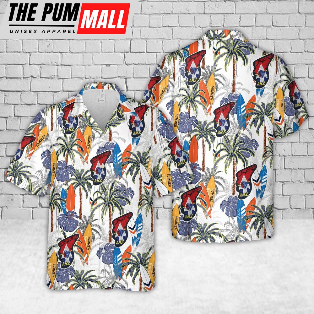 Army Hawaiian Shirt, US ARMY Imjin Scouts DMZ Patch Hawaiian Shirt, Military Aloha Shirt