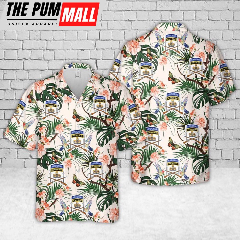 Army Hawaiian Shirt, US Army Infantry Airborne Ranger Paratrooper Hawaiian Shirt, Military Aloha Shirt