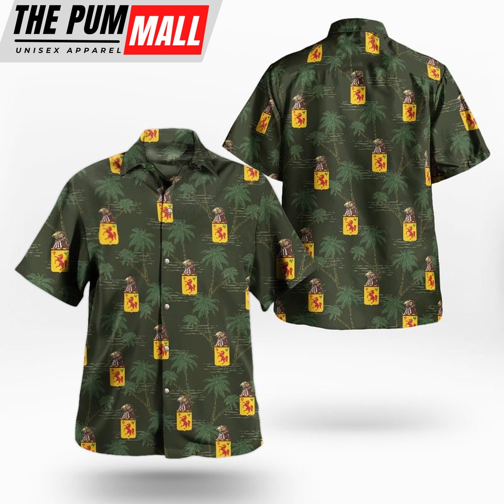 Army Hawaiian Shirt, US Army Iowa National Guard, 113th Cavalry Regiment Red Horse Squadron Hawaiian Shirt, Military Aloha Shirt