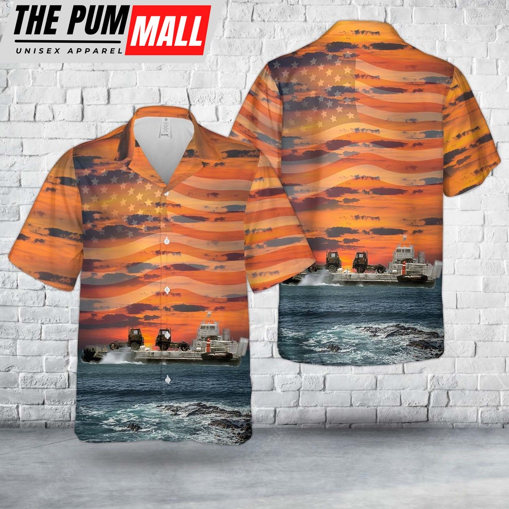 Army Hawaiian Shirt, US Army LACV-30 (Lighter Air Cushion Vehicle – 30 Ton) hovercraft transports Hawaiian Shirt, Military Aloha Shirt