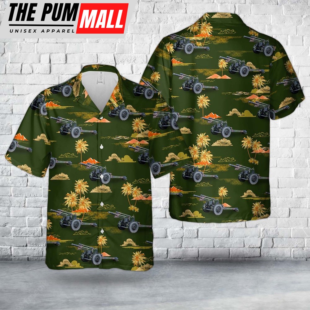 Army Hawaiian Shirt, US Army M101A1 105 mm Light Howitzer Hawaiian Shirt, Military Aloha Shirt