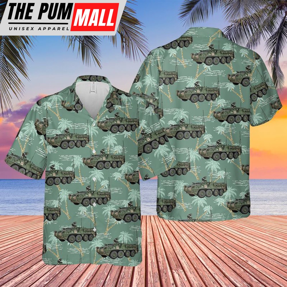Army Hawaiian Shirt, US Army M1126 Stryker Infantry Carrier Vehicle (ICV) Hawaiian Shirt, Military Aloha Shirt