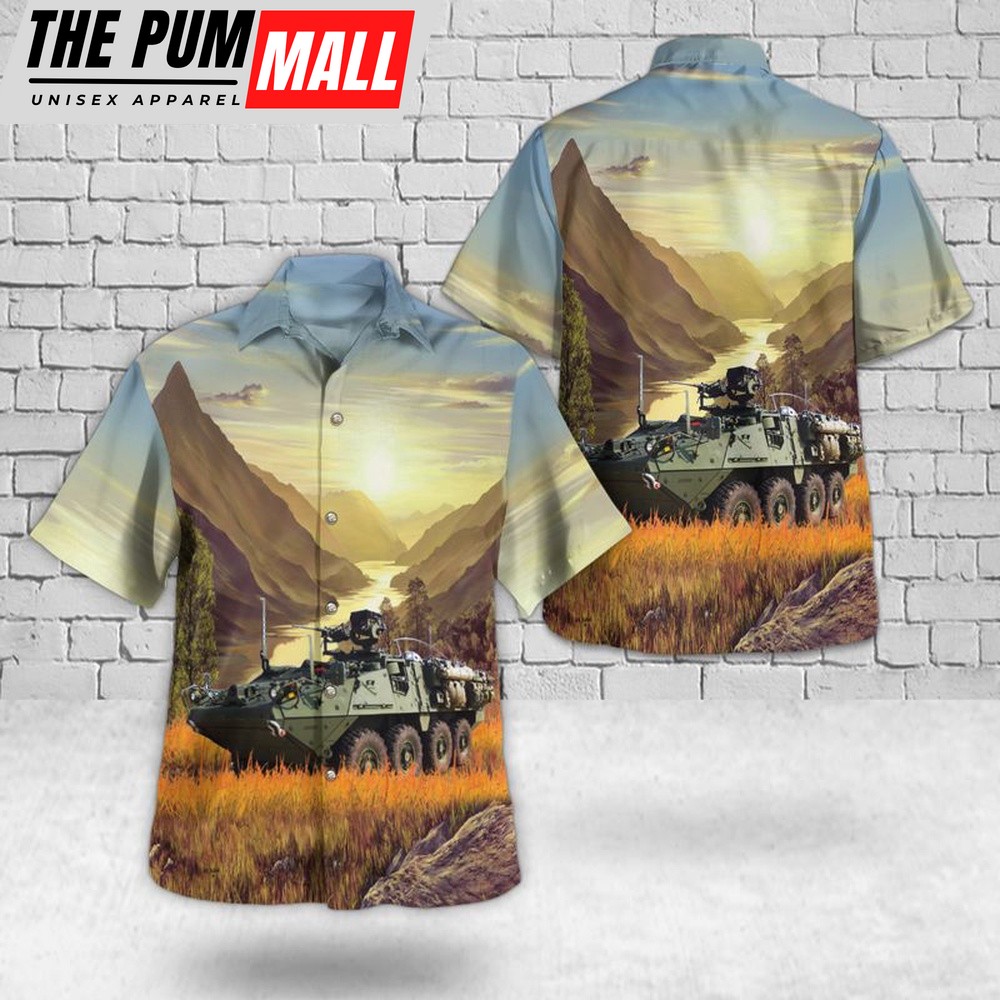 Army Hawaiian Shirt, US Army M1127 Reconnaissance Vehicle (RV) Hawaiian Shirt, Military Aloha Shirt