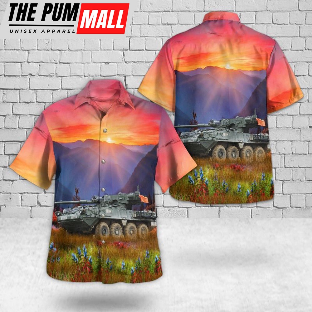 Army Hawaiian Shirt, US Army M1128 Mobile Gun System (MGS) Hawaiian Shirt, Military Aloha Shirt