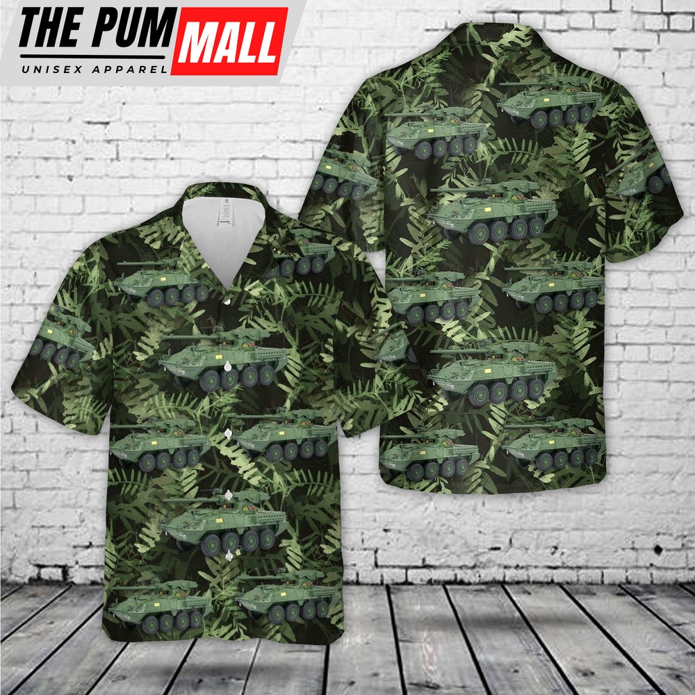 Army Hawaiian Shirt, US Army M1128 Stryker MGS Hawaiian Shirt, Military Aloha Shirt