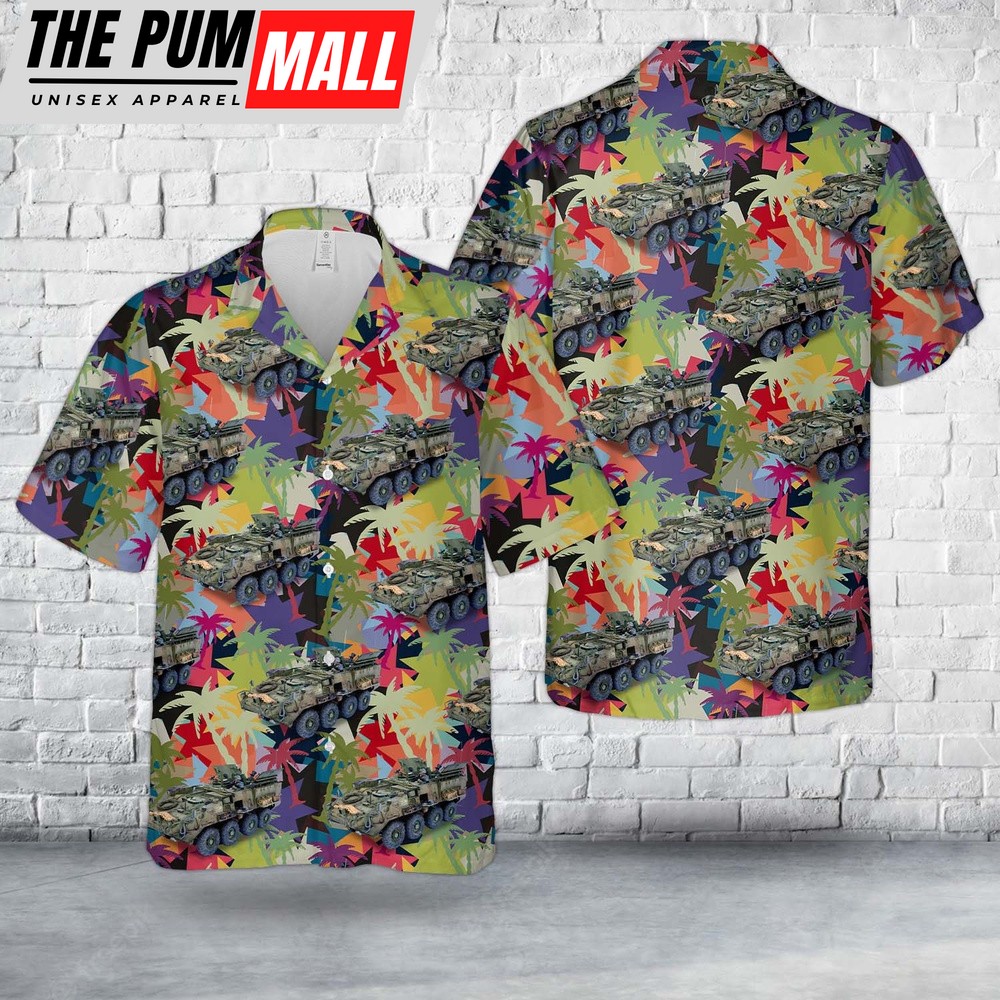 Army Hawaiian Shirt, US Army M1129 Stryker Mortar Carrier Hawaiian Shirt, Military Aloha Shirt