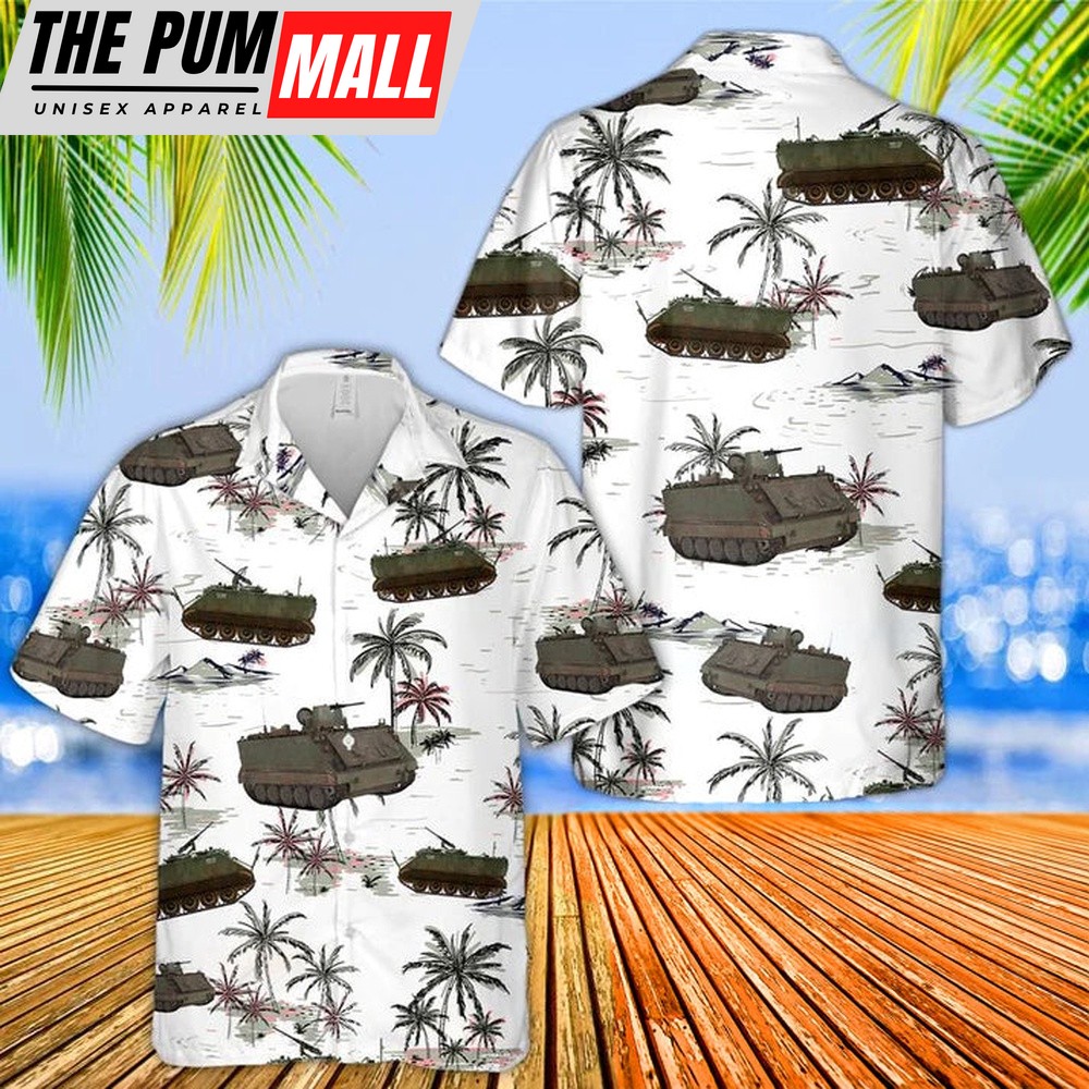 Army Hawaiian Shirt, US Army M113 Tank Hawaiian Shirt, Military Aloha Shirt