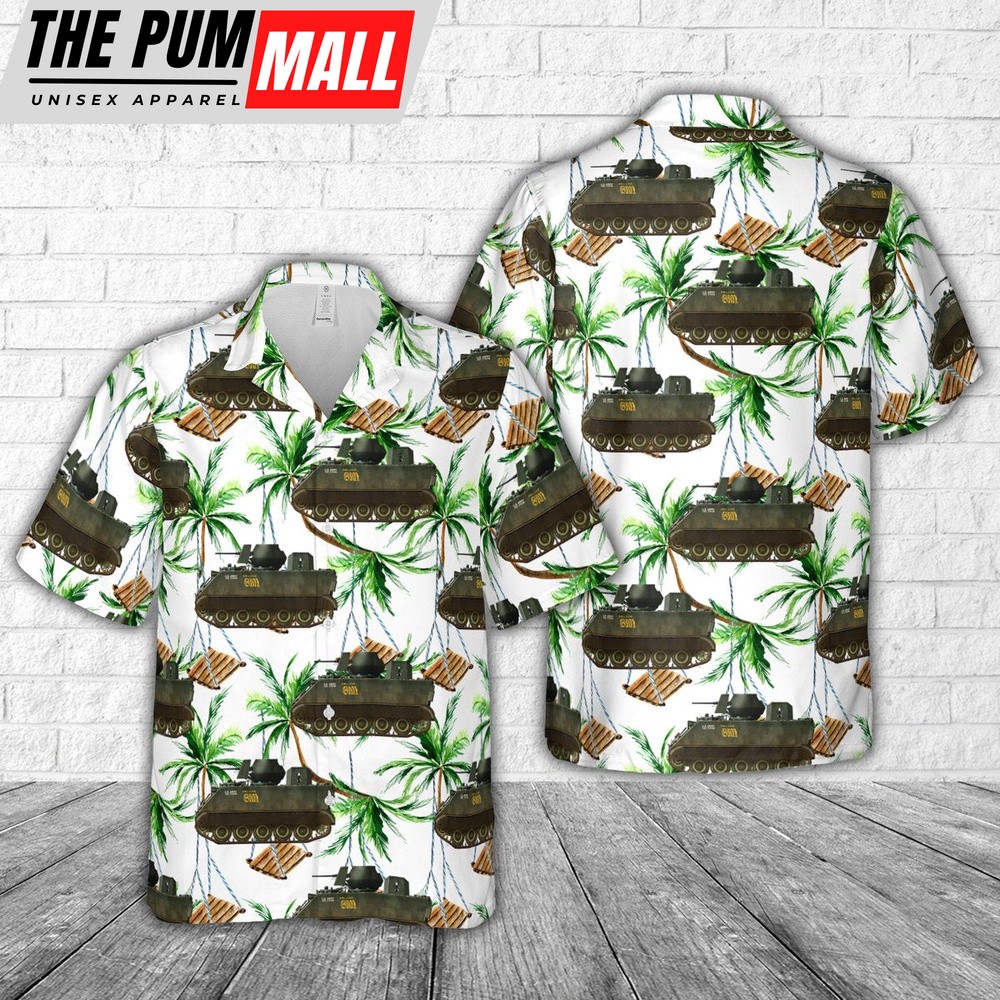 Army Hawaiian Shirt, US Army M113A1 ACAV “Ball Love” of the 1st Squadron, 11th Armoured Cavarly Regiment 1960s Hawaiian Shirt