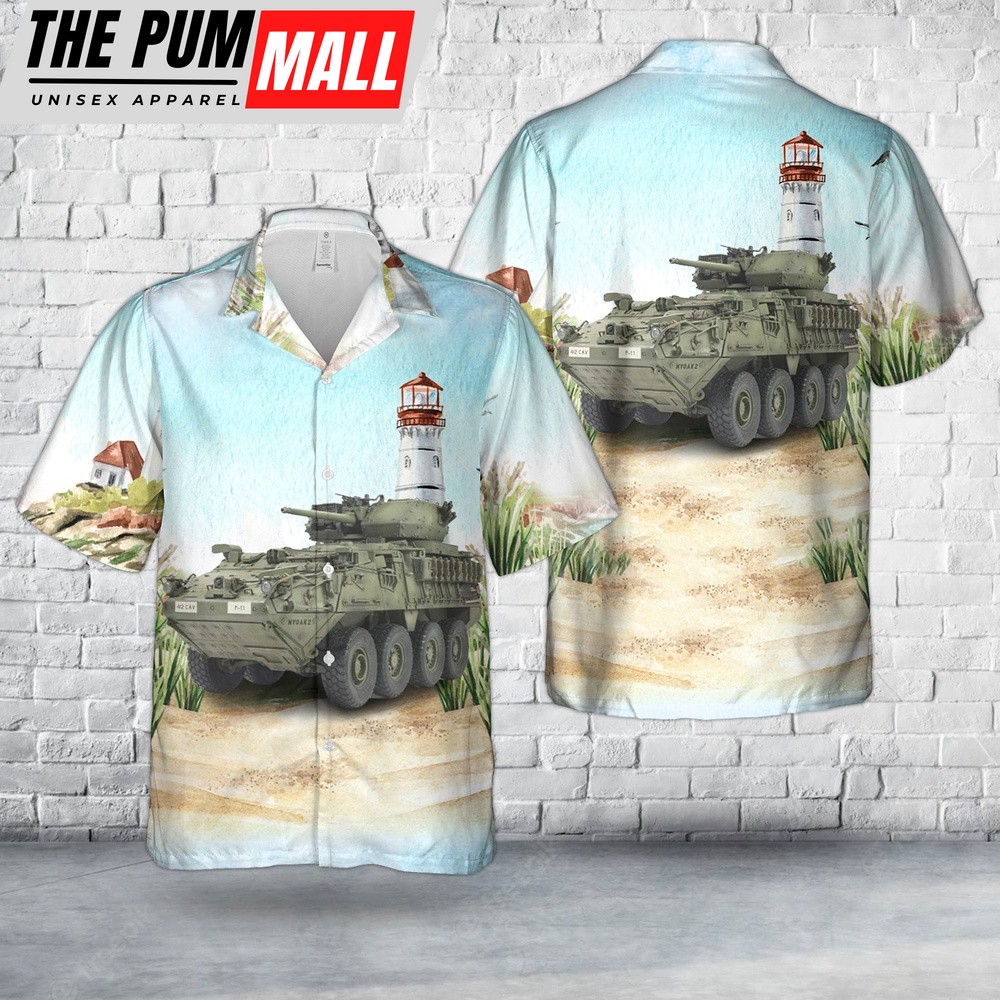 Army Hawaiian Shirt, US Army M1296 Stryker Dragoon Hawaiian Shirt, Military Aloha Shirt