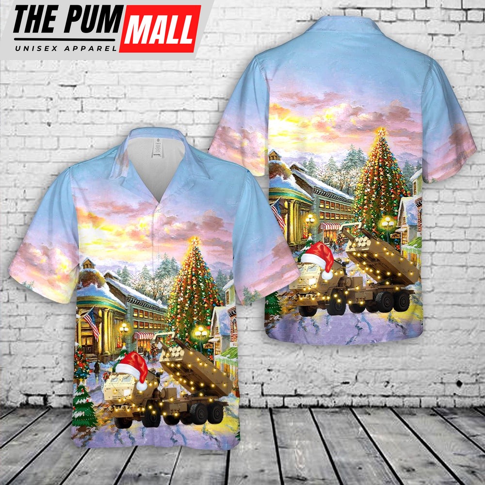 Army Hawaiian Shirt, US Army M142 HIMARS Of 75th Field Artillery Brigade Christmas Hawaiian Shirt, Military Aloha Shirt