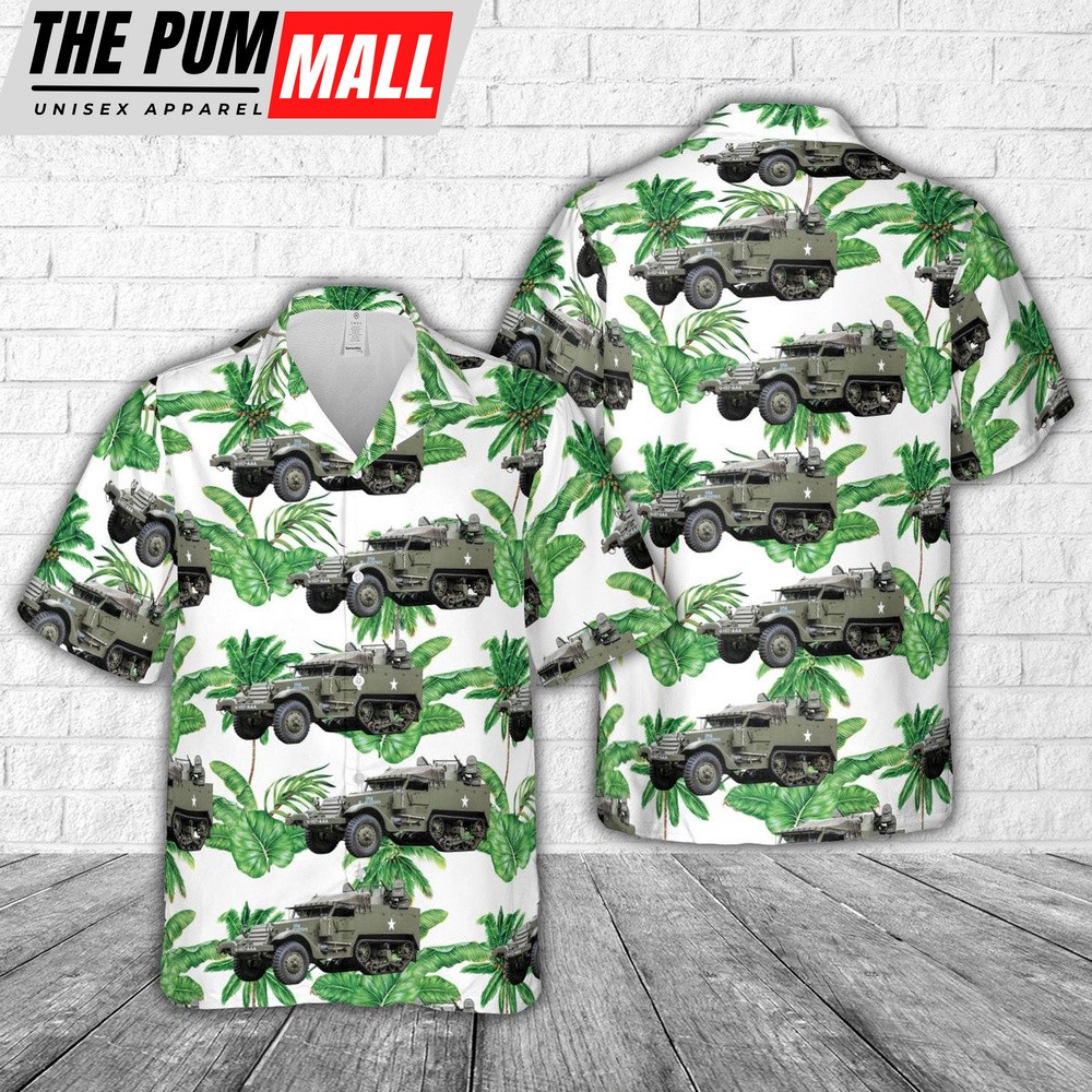 Army Hawaiian Shirt, US Army M16 Multiple Gun Motor Carriage Hawaiian Shirt, Military Aloha Shirt