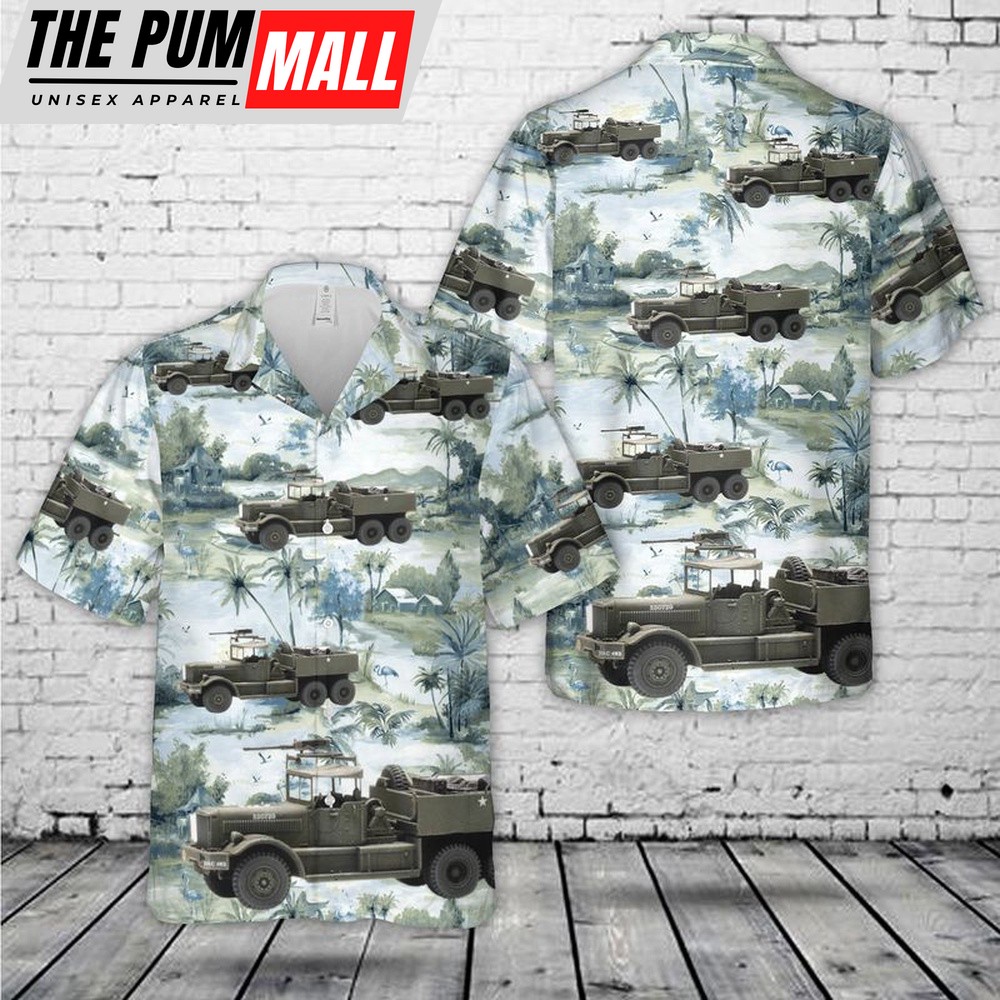 Army Hawaiian Shirt, US Army M19 Diamond T with trailer Hawaiian Shirt, Military Aloha Shirt