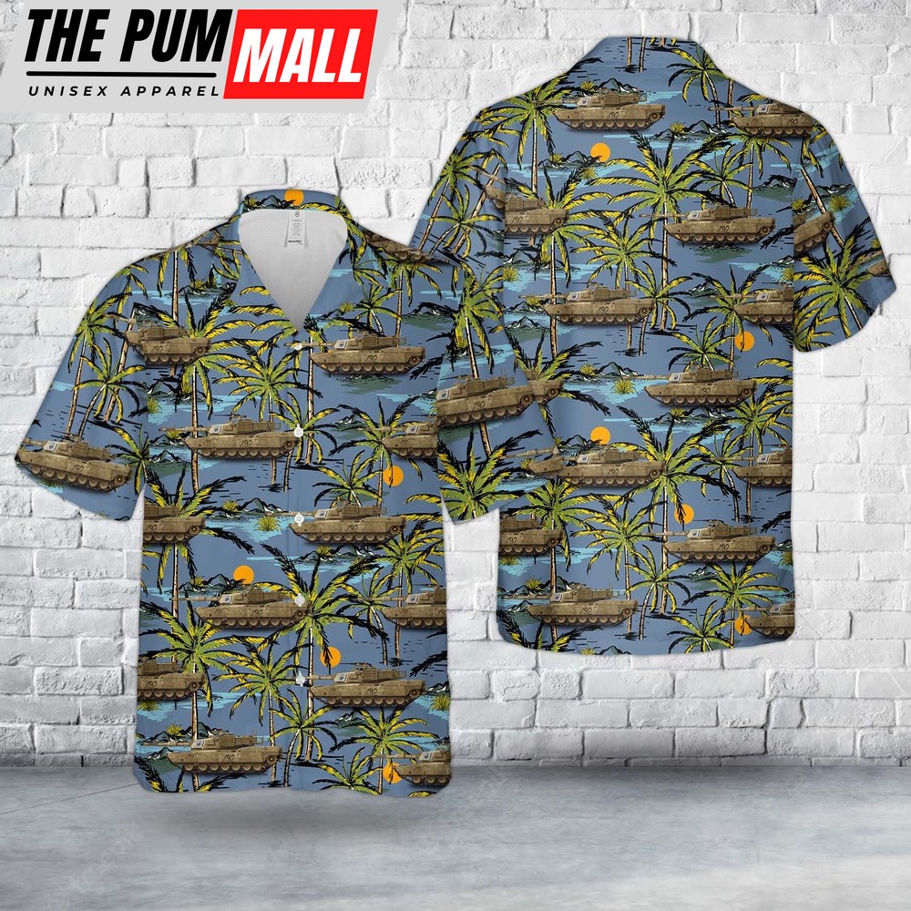 Army Hawaiian Shirt, US Army M1A1-HA 4th Tank Gun 4th Platoon, B Company, 3-7 cavalry Hawaiian Shirt