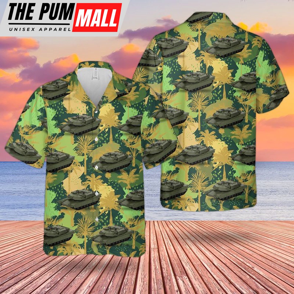 Army Hawaiian Shirt, US Army M1A1 Residence Mainland 1988 Die Cast Military Land Vehicles Hawaiian Shirt