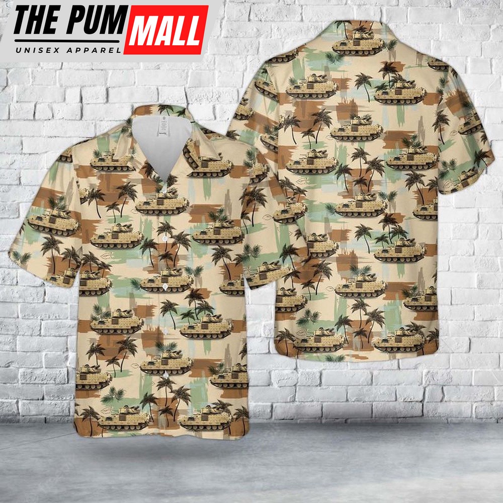 Army Hawaiian Shirt, US Army M2A2 Bradley IFV (Infantry Fighting Vehicle) Hawaiian Shirt, Military Aloha Shirt