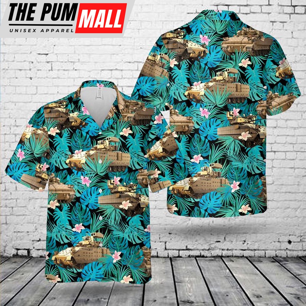 Army Hawaiian Shirt, US Army M2A3 Bradley Hawaiian Shirt, Military Aloha Shirt