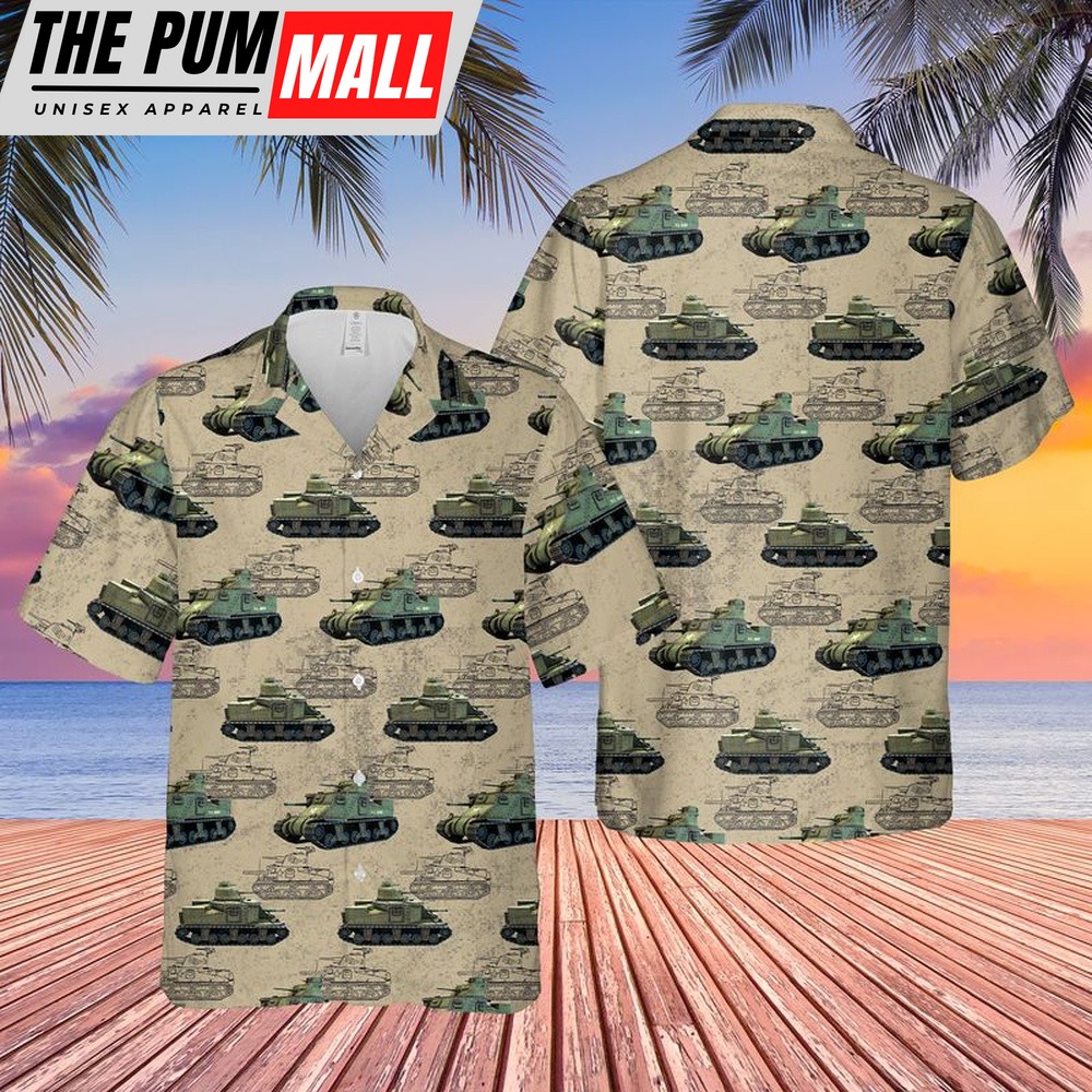 Army Hawaiian Shirt, US Army M3 Lee Tank Hawaiian Shirt, Military Aloha Shirt