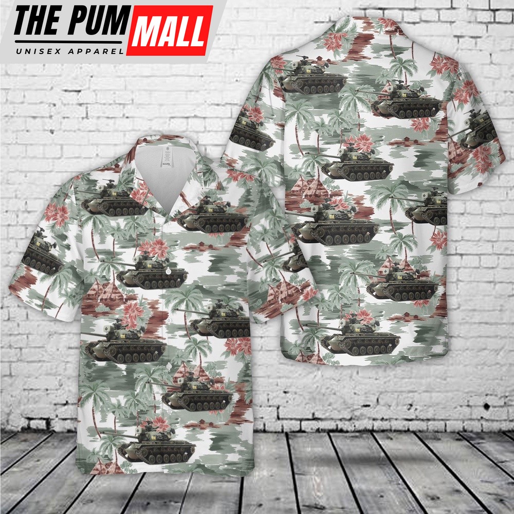 Army Hawaiian Shirt, US Army M48A2 combat ready Vietnam War Hawaiian Shirt, Military Aloha Shirt