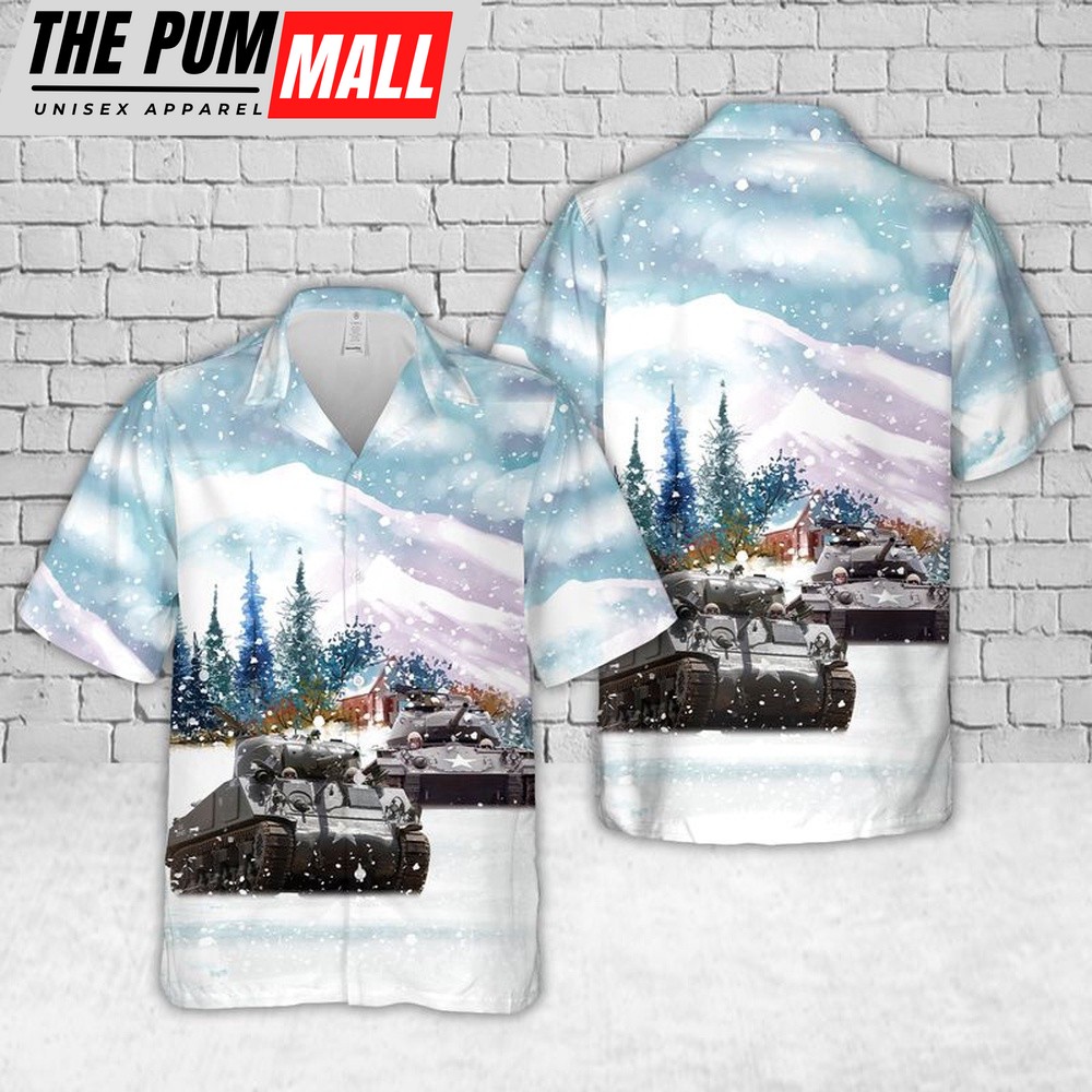 Army Hawaiian Shirt, US Army M4A3 Sherman Christmas Hawaiian Shirt, Military Aloha Shirt