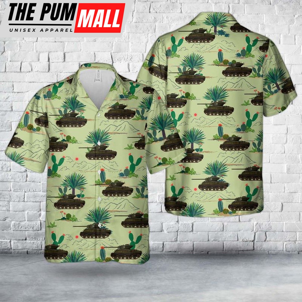 Army Hawaiian Shirt, US Army M4A3E2(76) Jumbo from the 37th Tank Battalion, 4th Armored Division Hawaiian Shirt, Military Aloha Shirt