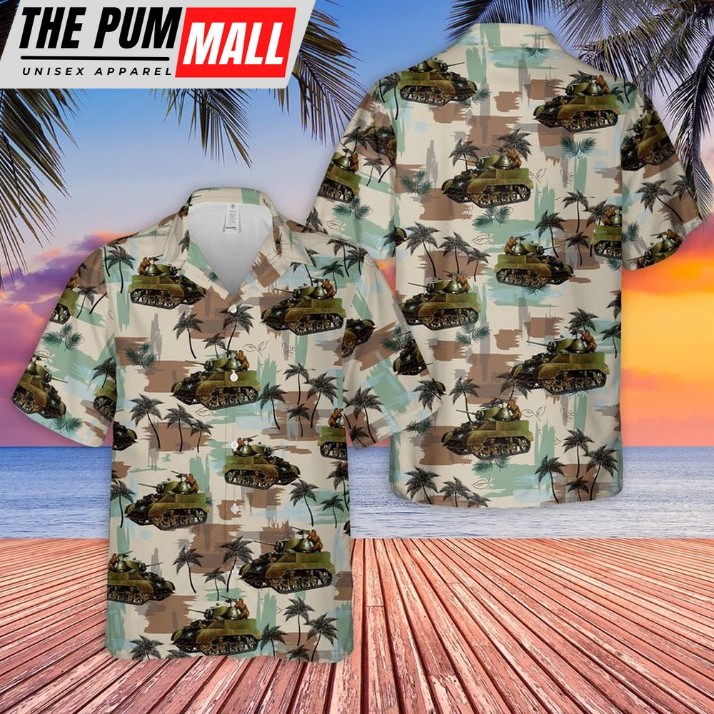 Army Hawaiian Shirt, US Army M5A1 Light Tank Hawaiian Shirt, Military Aloha Shirt