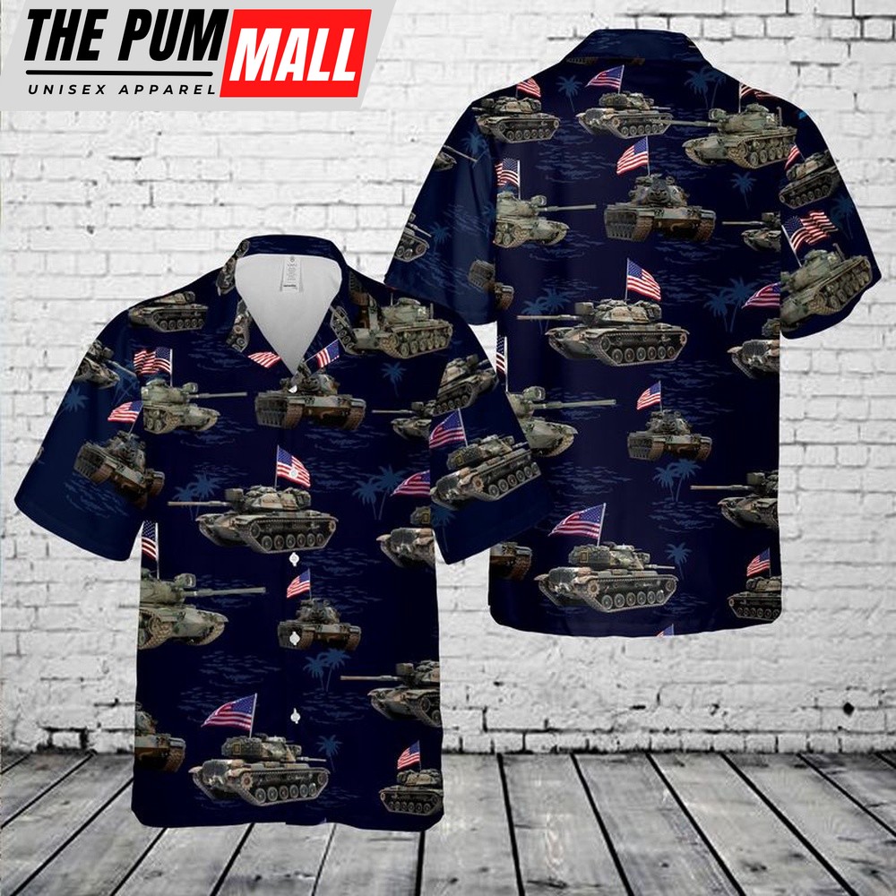 Army Hawaiian Shirt, US Army M60A1 Tank July 4th Hawaiian Shirt, Military Aloha Shirt