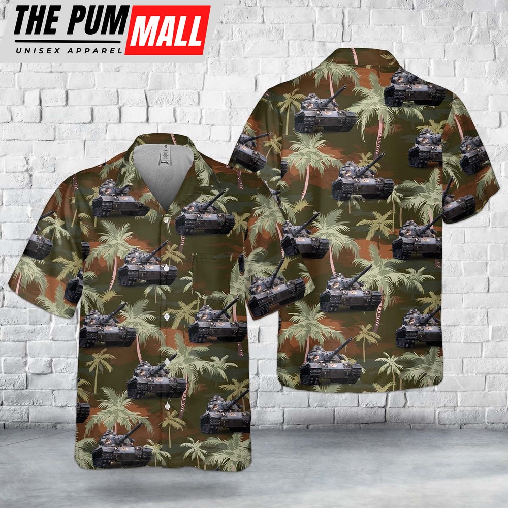 Army Hawaiian Shirt, US Army M60A3 of 3rd Battalion, 32nd Armor Pocket Hawaiian Shirt, Military Aloha Shirt