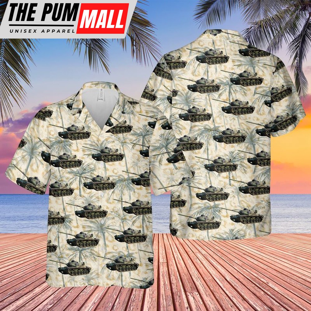 Army Hawaiian Shirt, US Army M60A3 Patton Hawaiian Shirt, Military Aloha Shirt