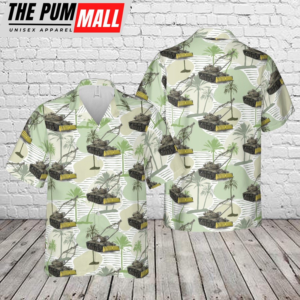 Army Hawaiian Shirt, US Army M728 Combat Engineer Vehicle Hawaiian Shirt, Military Aloha Shirt