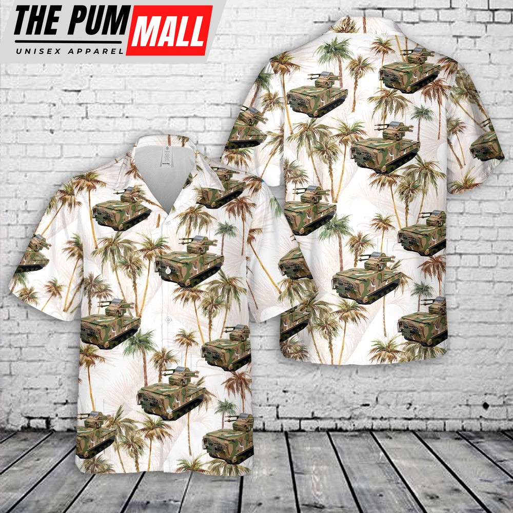 Army Hawaiian Shirt, US Army M730A1 Guided Missile Equipment Carrier Chaparral M730-50MEGS Hawaiian Shirt, Military Aloha Shirt