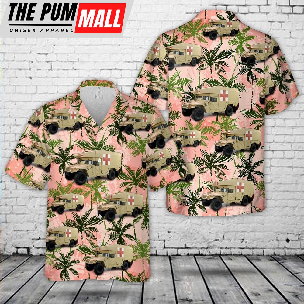 Army Hawaiian Shirt, US Army M997A3 Humvee ground ambulance Hawaiian Shirt, Military Aloha Shirt