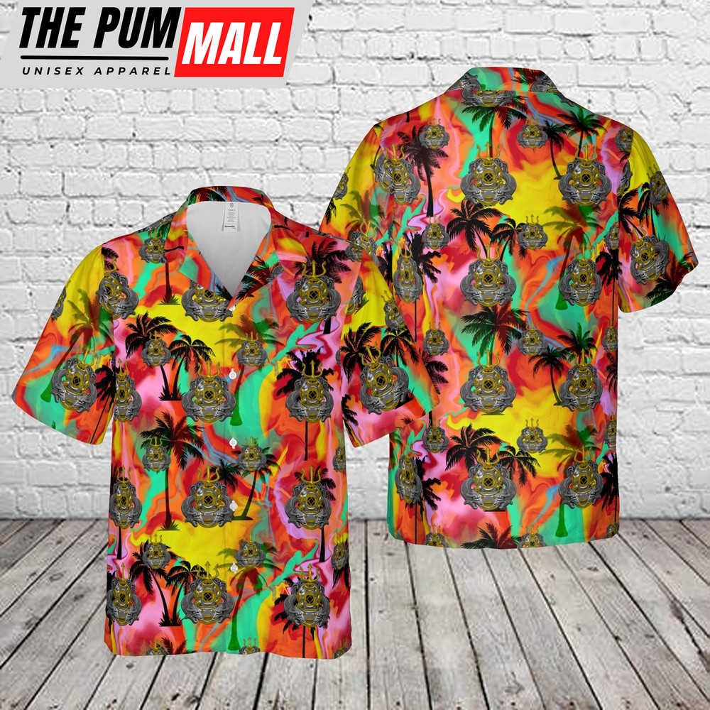 Army Hawaiian Shirt, US Army Master Diver Badge Hawaiian Shirt, Military Aloha Shirt
