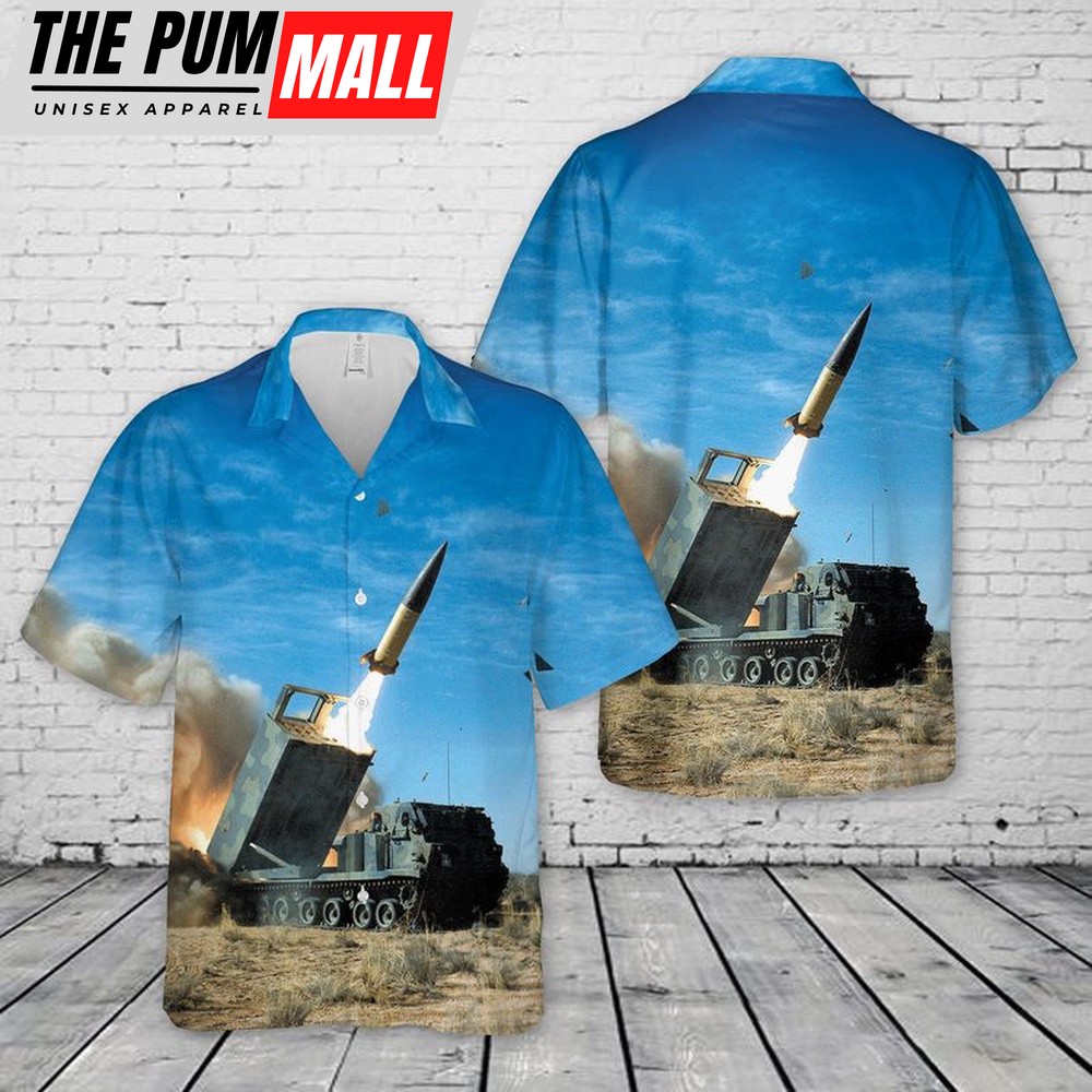 Army Hawaiian Shirt, US Army MGM-140 ATACMS Being Launched By An M270 Multiple Launch Rocket System Hawaiian Shirt